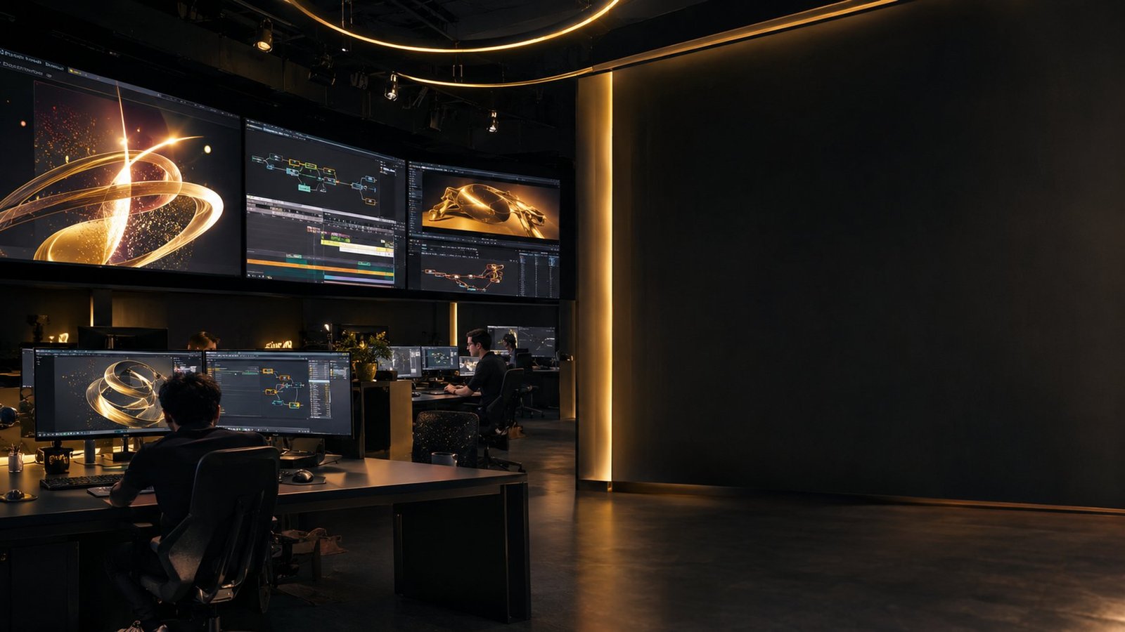 Illustrative visualization of a media and animation production environment